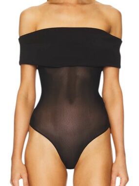 SER.O.YA Willa Off-The-Shoulder Sheer Bodysuit NWT